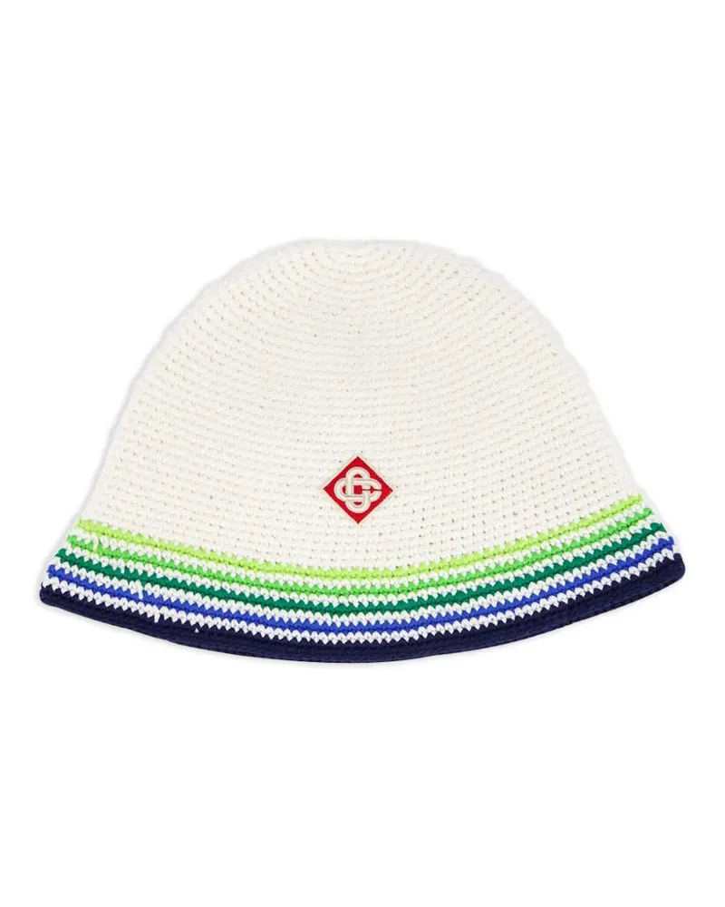 Casablanca Paris stripe crochet beanie hat - Weiß Weiß