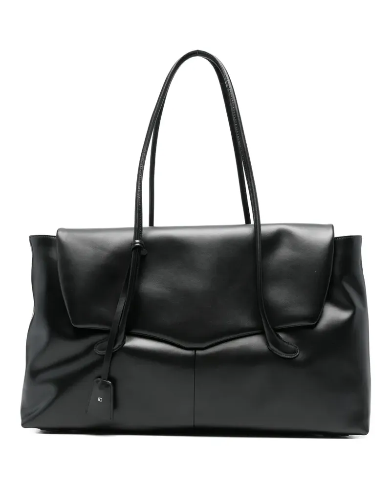 LOW CLASSIC Haricot flap tote bag - Schwarz Schwarz