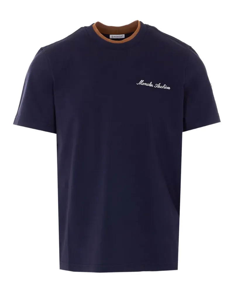 Moncler logo-embroidered T-shirt - Blau Blau