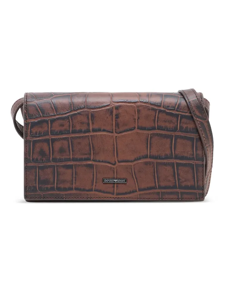 Emporio Armani Schultertasche mit Kroko-Effekt - Braun Braun