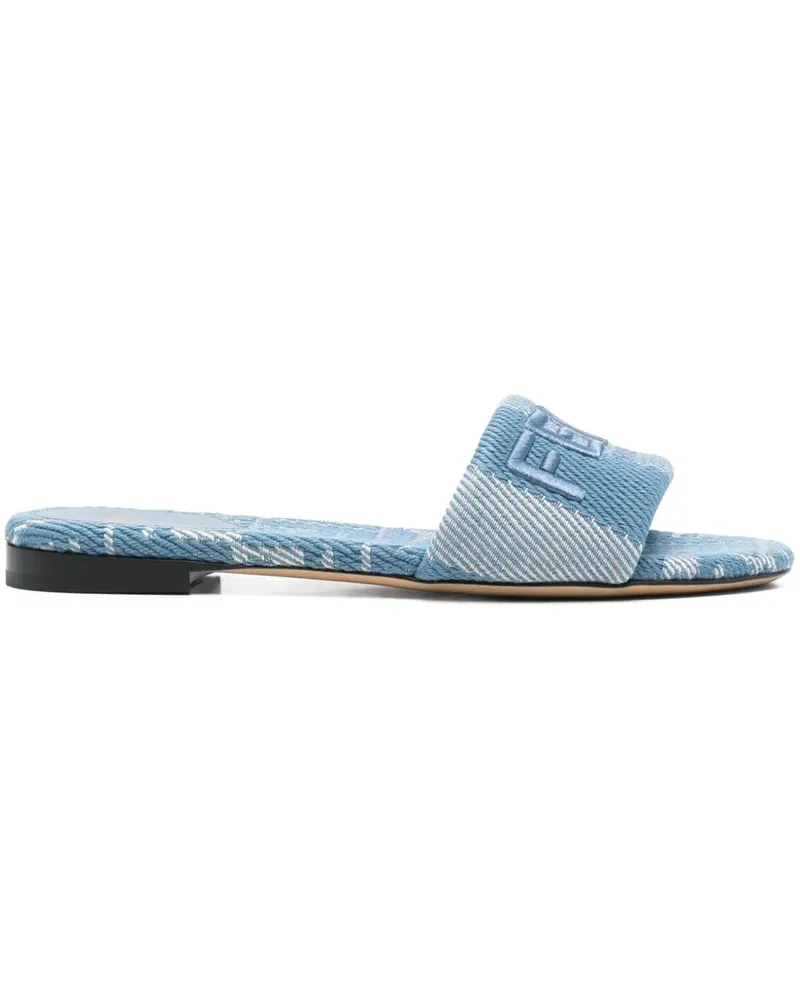 Fendi Pantoletten mit Logo-Stickerei - Blau Blau