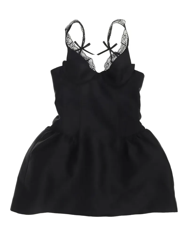 SHUSHU/TONG Schleifenkleid mit Spitzenbesatz - Schwarz Schwarz