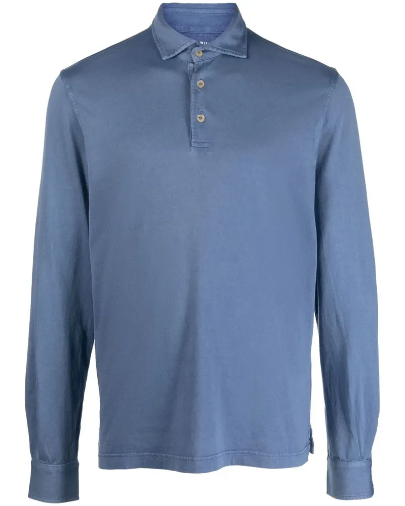 Fedeli Poloshirt mit langen Ärmeln - Blau Blau