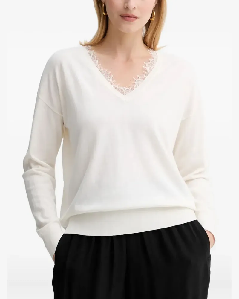 HUGO BOSS Pullover mit V-Ausschnitt - Nude Nude