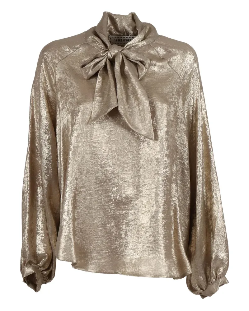 SHIRTAPORTER bow-detail lurex blouse - Gold Gold