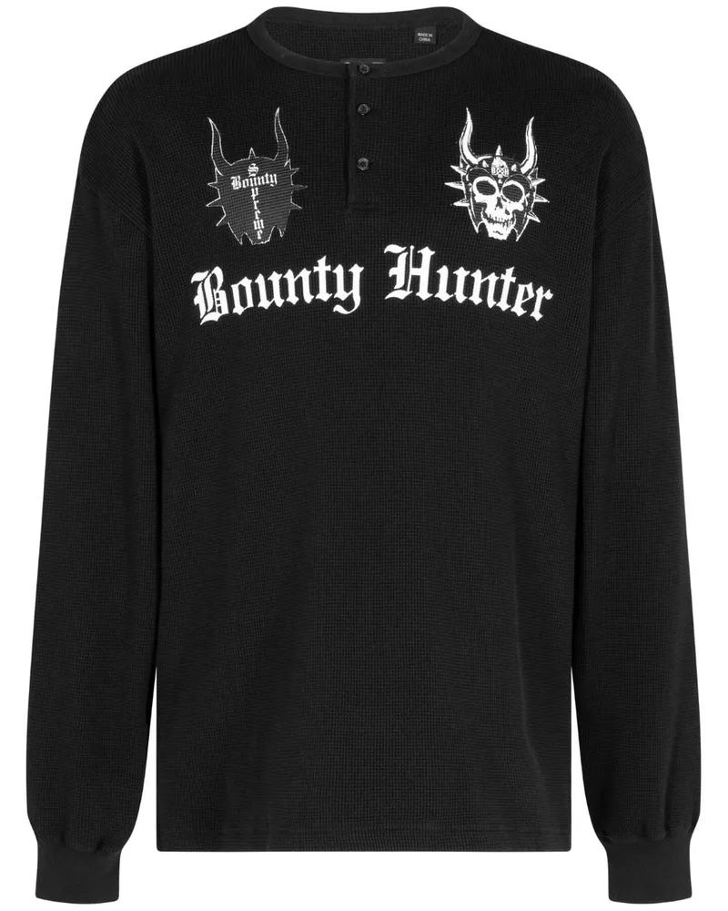 Supreme Being x Bounty Hunter Thermal Henley Langarmshirt - Schwarz Schwarz