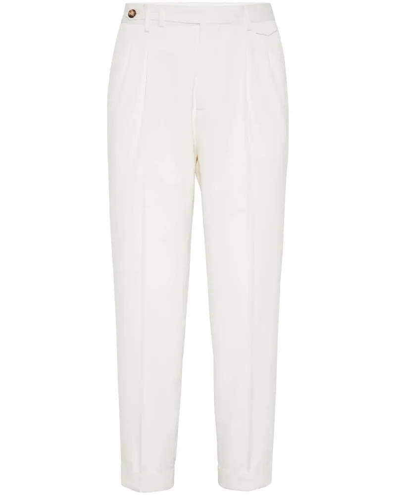 Brunello Cucinelli Tapered-Hose mit hohem Bund - Weiß Weiß