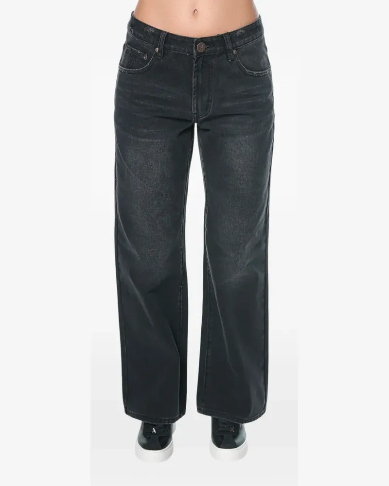 One Teaspoon Low Riders distressed wide-leg jeans - Schwarz Schwarz