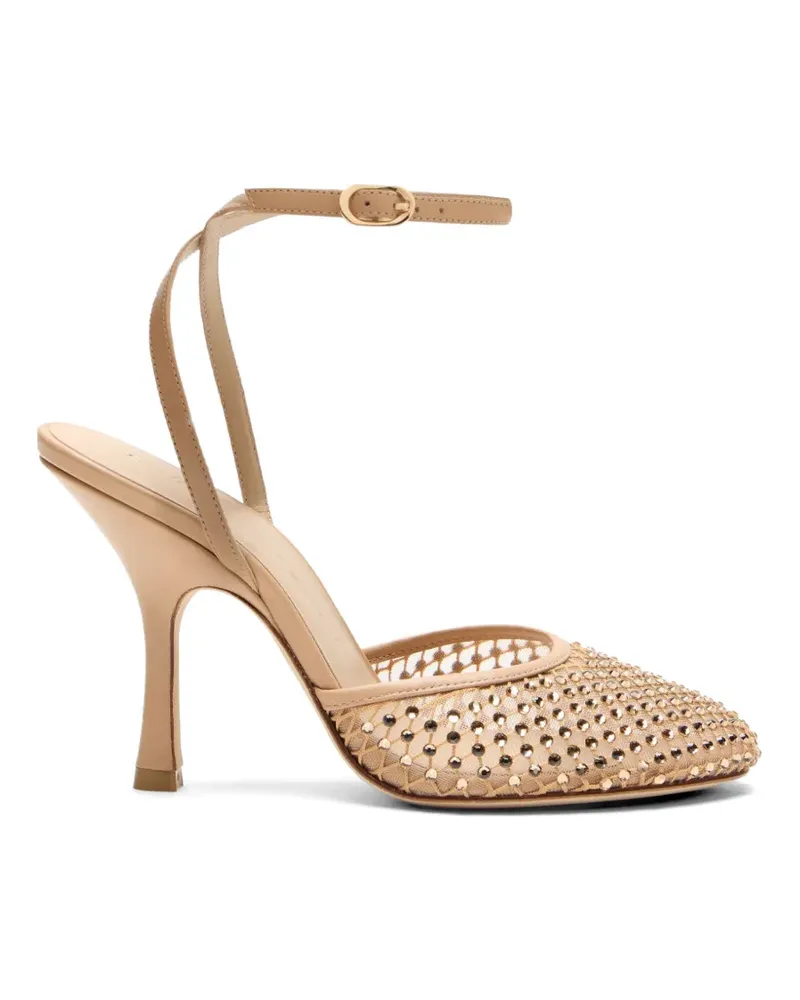 Stuart Weitzman Bareitall crystal-embellished ankle strap pumps - Nude Nude