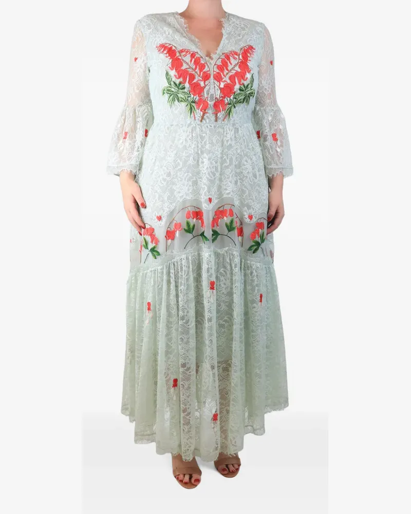 Temperley London lace embroidered maxi dress - Grün Grün