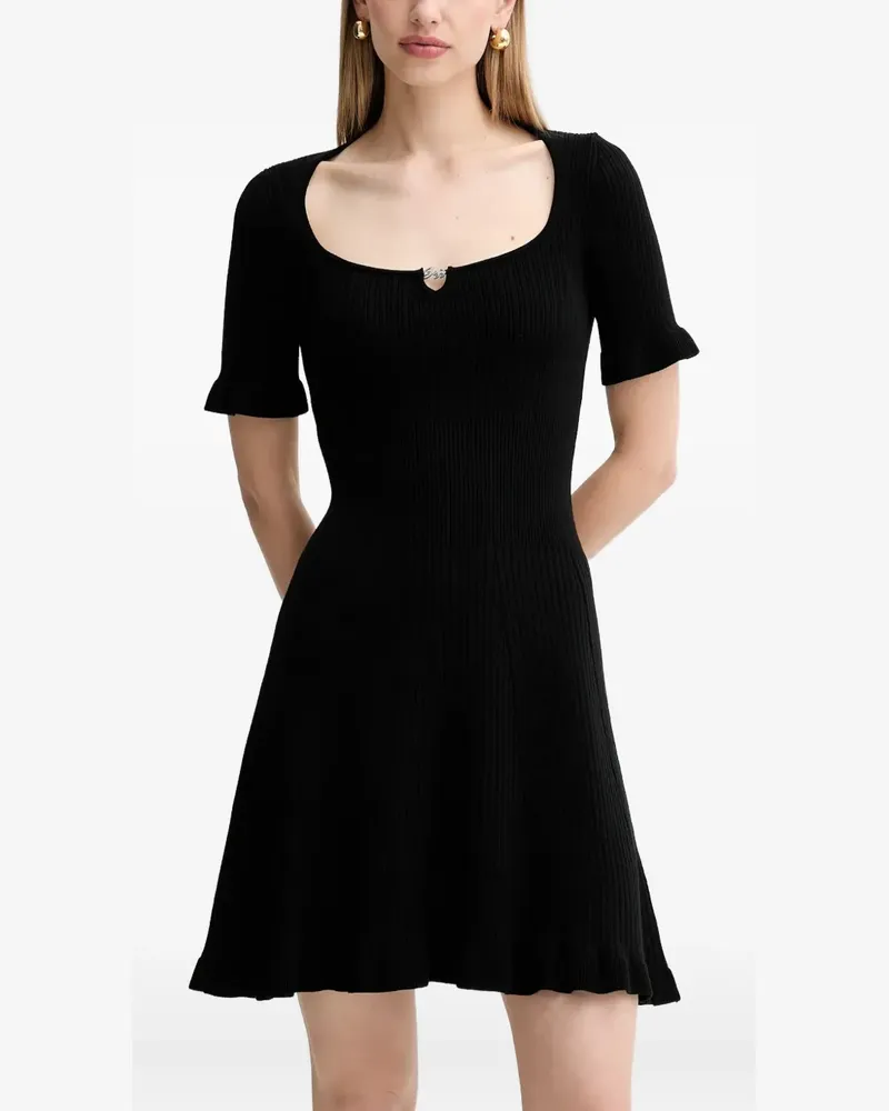 HUGO BOSS ruffled ribbed mini dress - Schwarz Schwarz