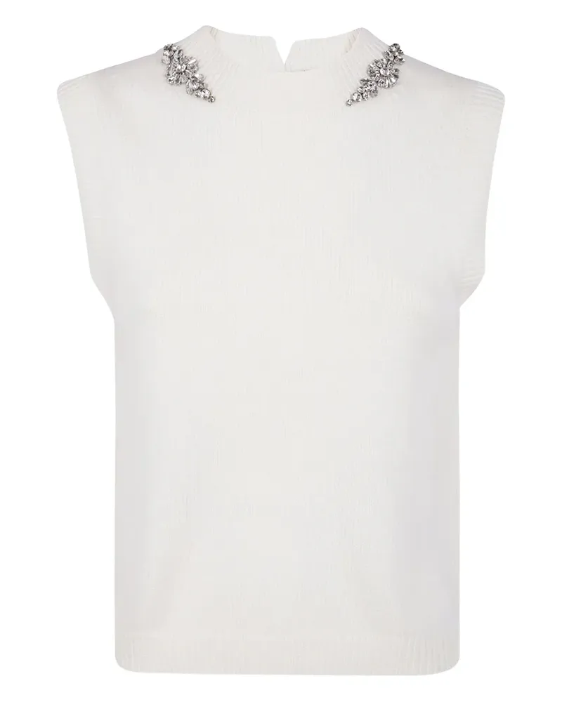 Semicouture Ärmelloses Top mit Kristallen - Weiß Weiß