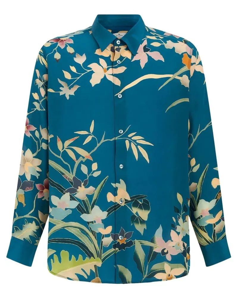 Etro Hemd mit Blumenmuster - Blau Blau
