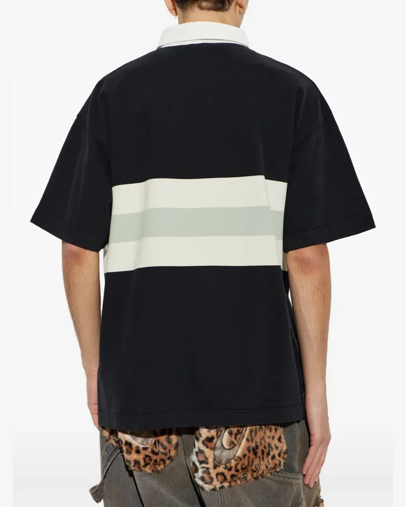 Palm Angels striped cotton polo shirt - Schwarz Schwarz