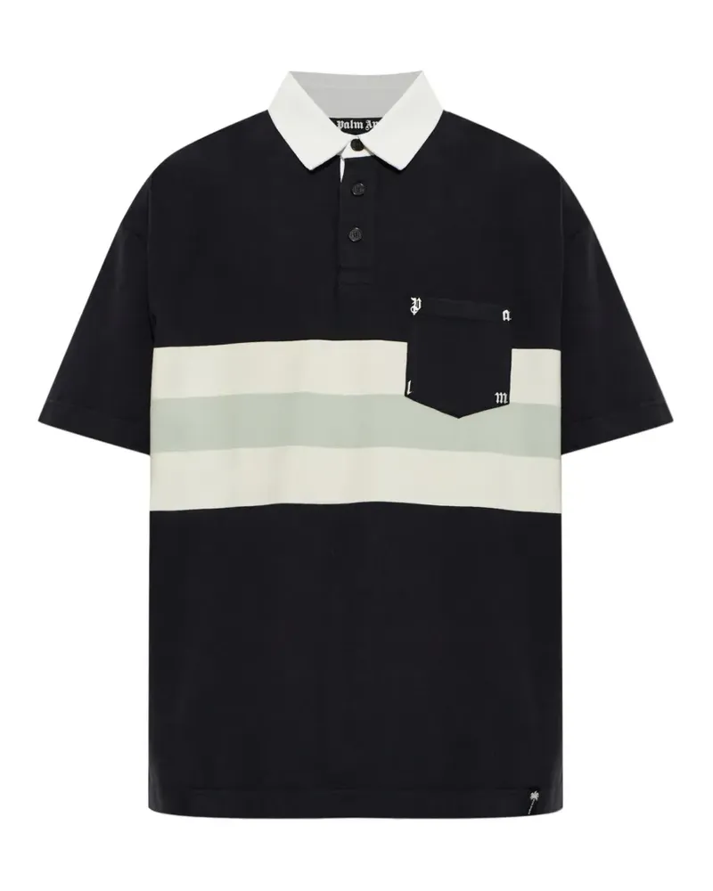 Palm Angels Gestreiftes Poloshirt - Schwarz Schwarz