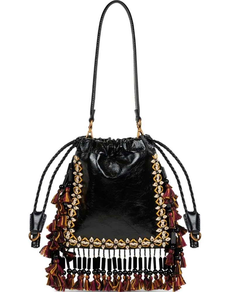 Etro Kleine Kalispera Schultertasche mit Fransen - Schwarz Schwarz