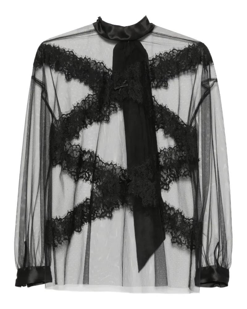 Viktor & Rolf Bluse mit Spitzenborten - Schwarz Schwarz