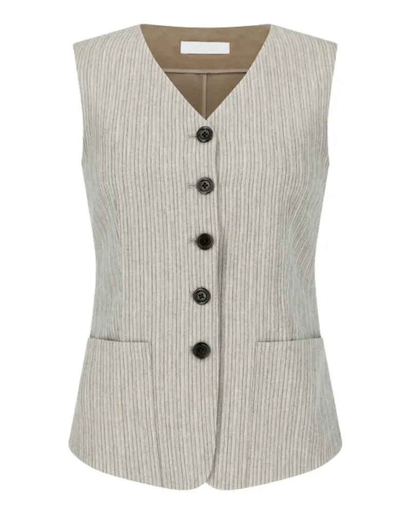 AMOMENTO stripe-pattern waistcoat - Nude Nude