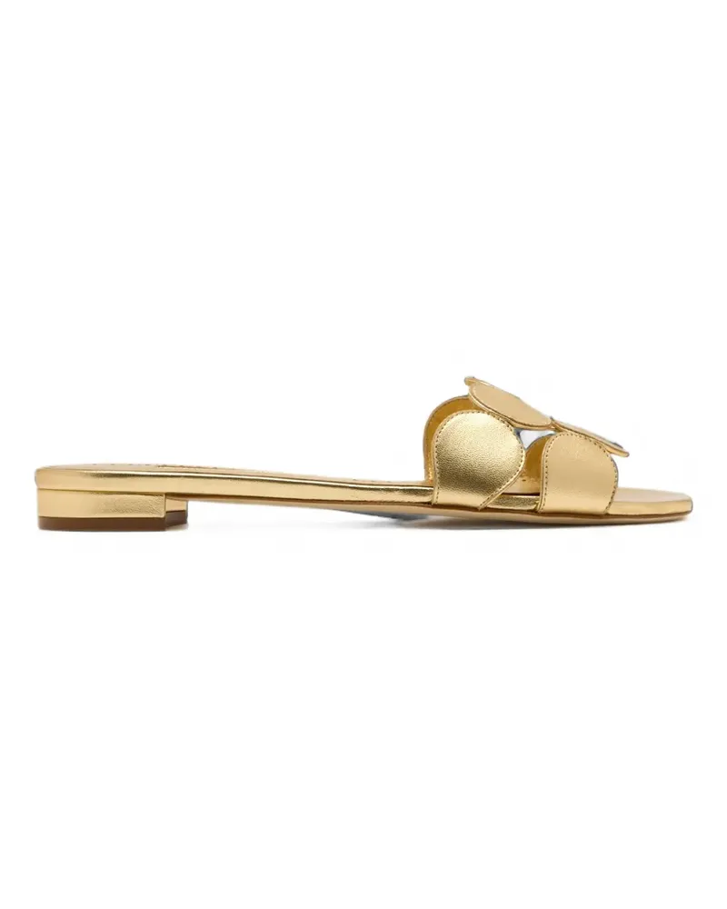 Manolo Blahnik Haribalflat circular-appliqué sandals - Gold Gold