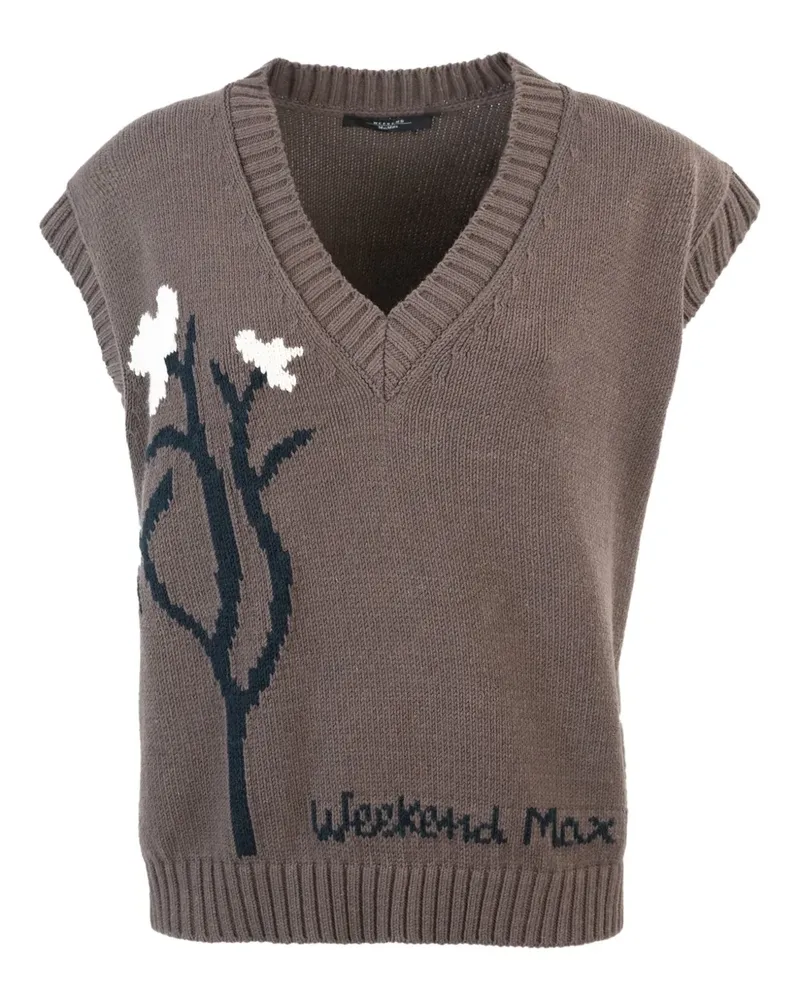 Max Mara Pullover mit Blumenstickerei - Braun Braun