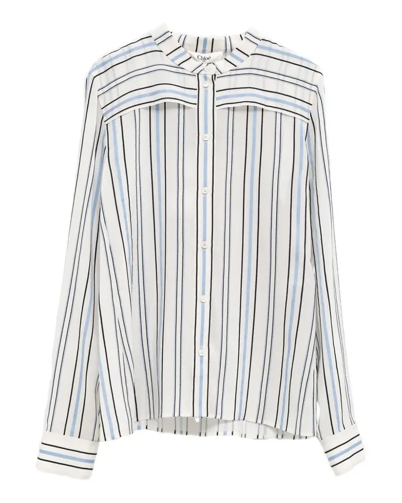 Chloé striped layered-panel silk shirt - Weiß Weiß