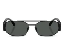 Verzierte Sonnenbrille mit Doppelsteg - Schwarz