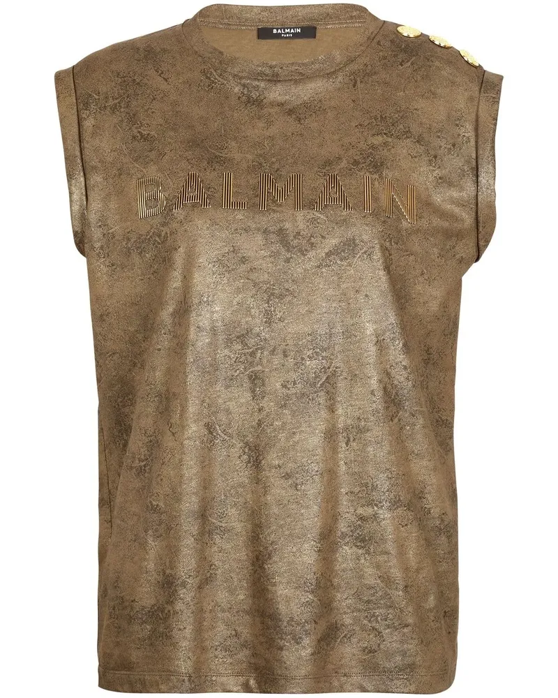 Balmain Tanktop mit Logo-Print - Braun Braun