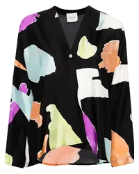 ALYSI Seidenbluse mit abstraktem Print Schwarz