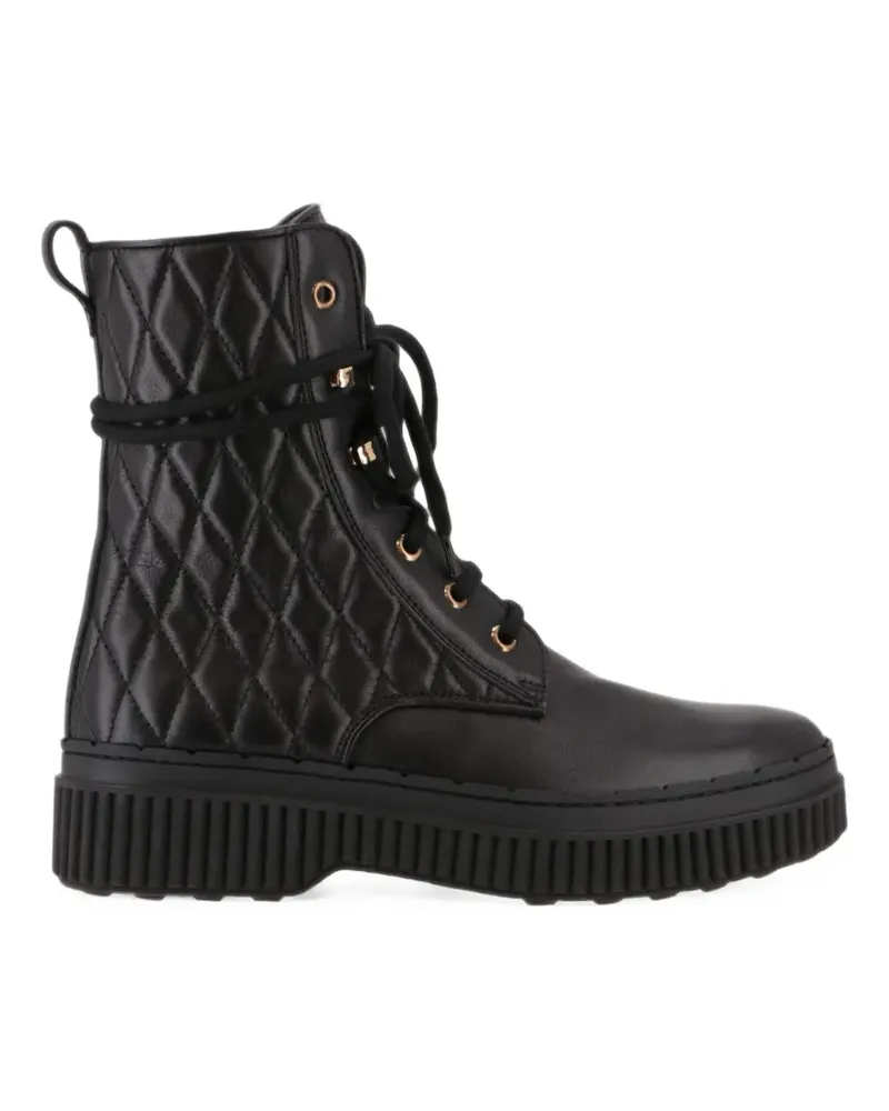 TOD'S Gesteppte Schnürstiefel - Schwarz Schwarz