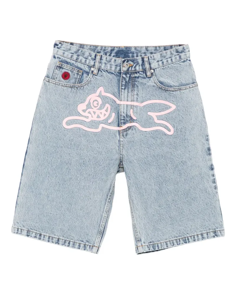 ICECREAM dog-motif denim shorts - Blau Blau