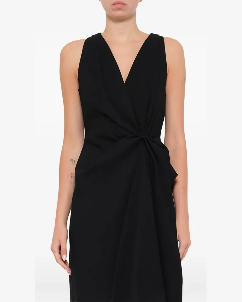 Lanvin knot-detail V-neck mini dress - Schwarz Schwarz