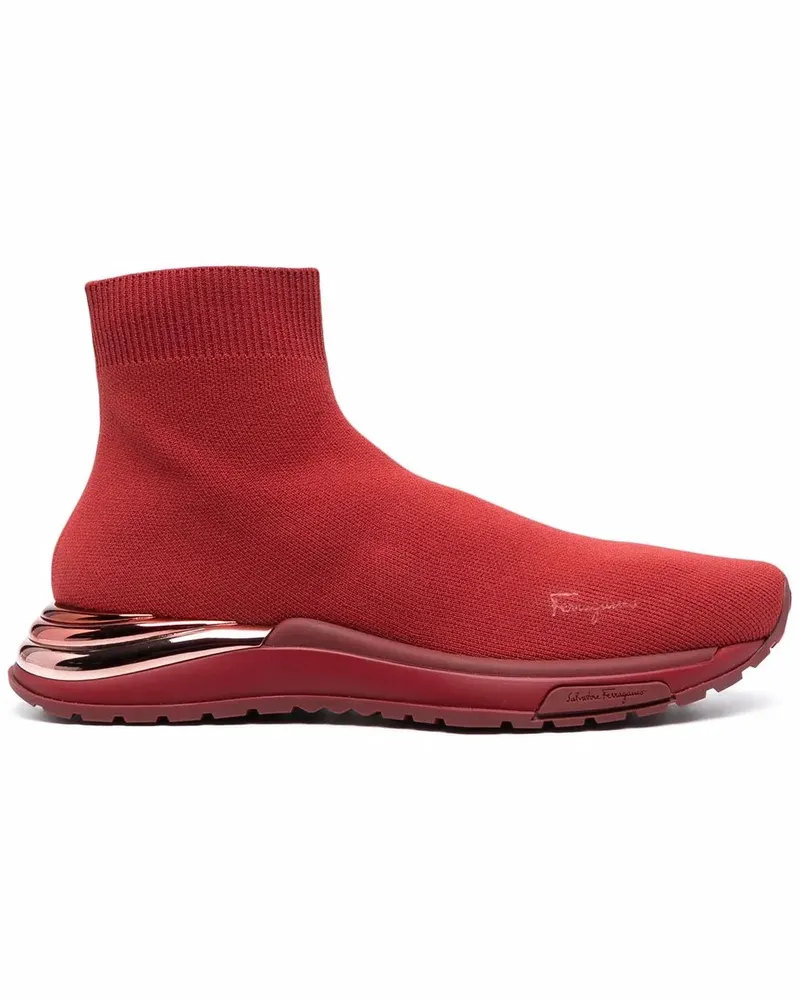 Ferragamo Gestrickte High-Top-Sneakers - Rot Rot