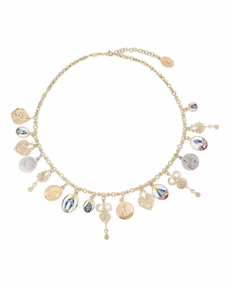 Dolce & Gabbana 18kt Sicily Gelb- und Weißgoldhalskette aus Keramik Gold