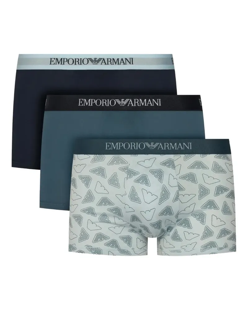 Emporio Armani logo-waistband pack-of-three boxers (set of three) - Blau Blau