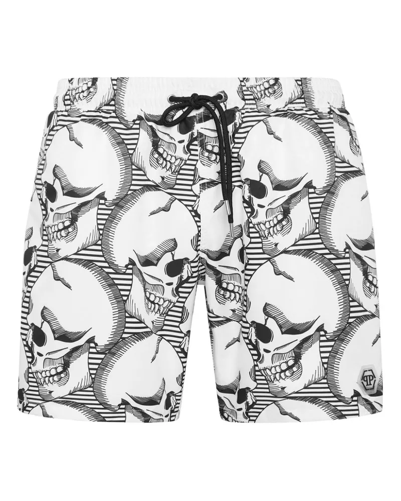 Philipp Plein Badeshorts mit Totenkopf-Print - Weiß Weiß