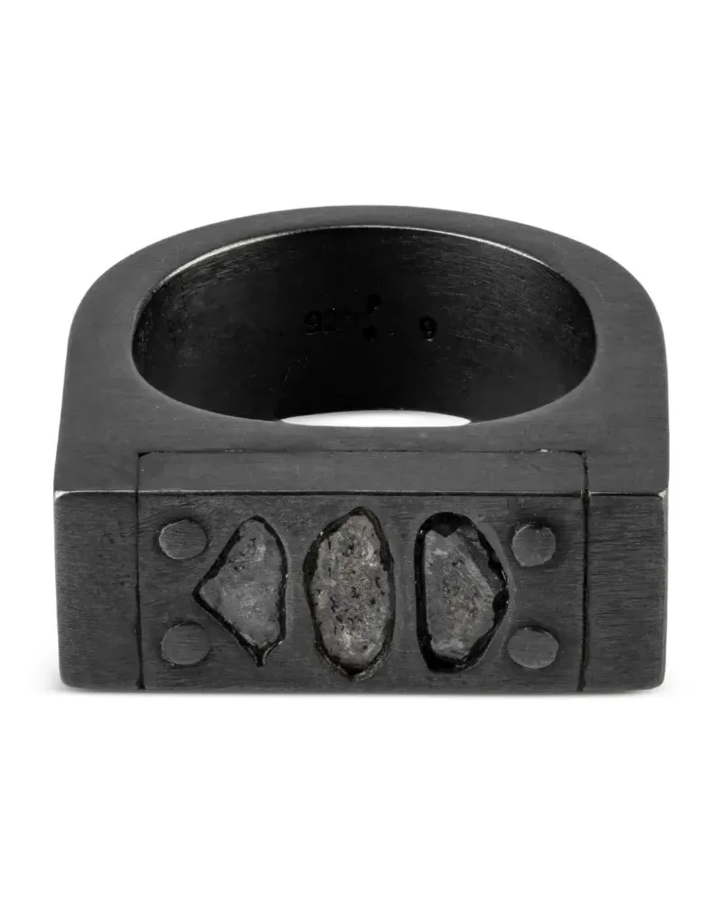 Parts Of Four Plate Single Ring mit drei Diamanten - Silber Silber