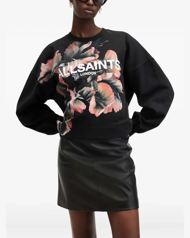 AllSaints Fleurir Lila Sweatshirt mit Blumen-Print - Schwarz Schwarz