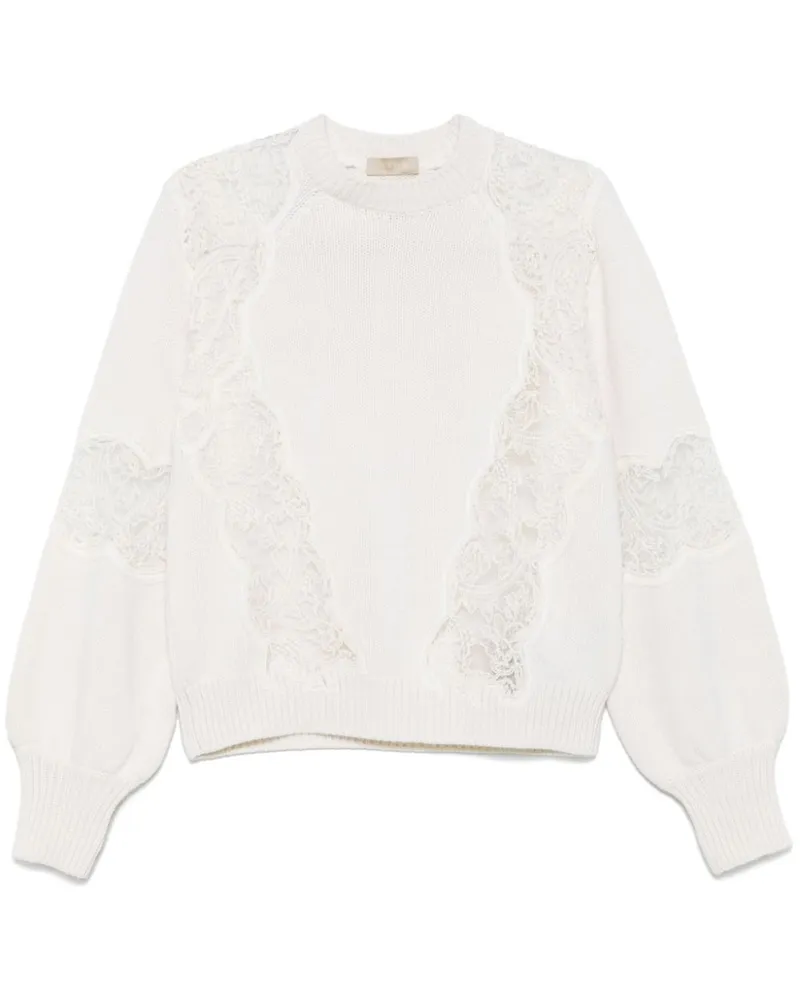 Elie Saab Pullover mit Spitze - Weiß Weiß