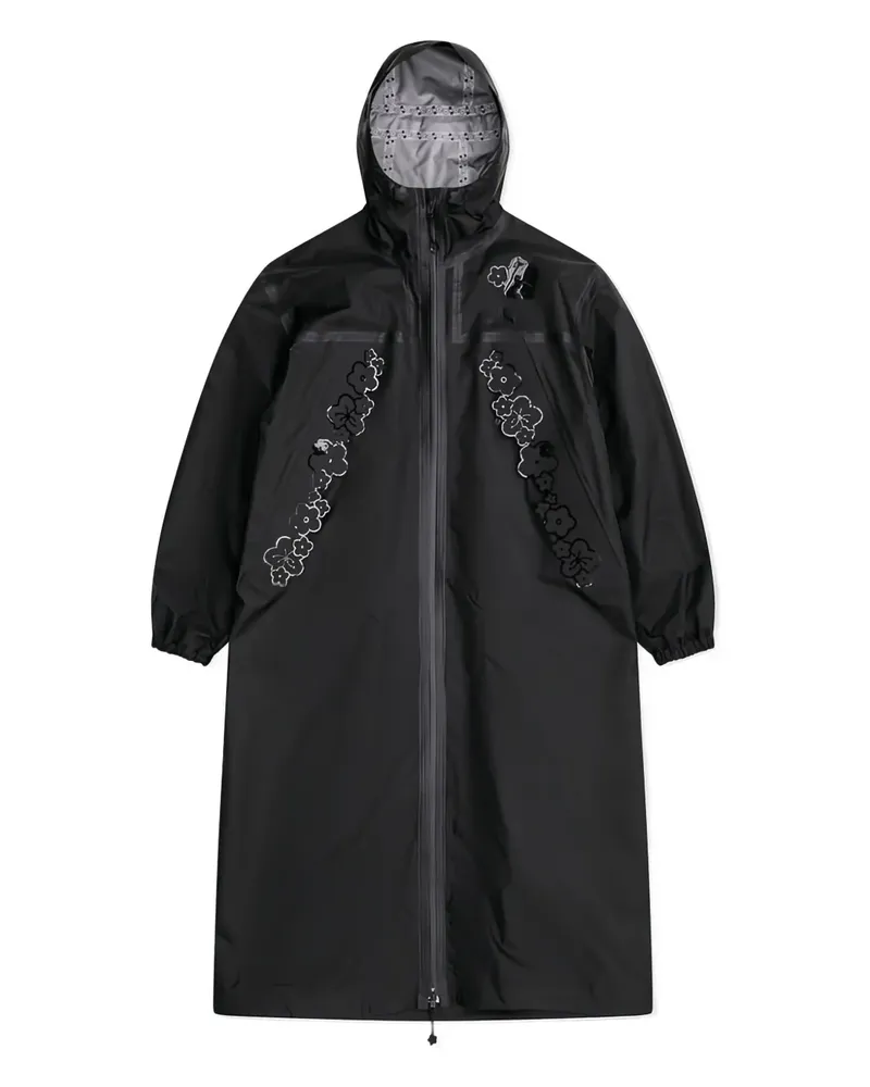 Cecilie Bahnsen Kapuzen-Regenmantel mit Blumendetail - Schwarz Schwarz
