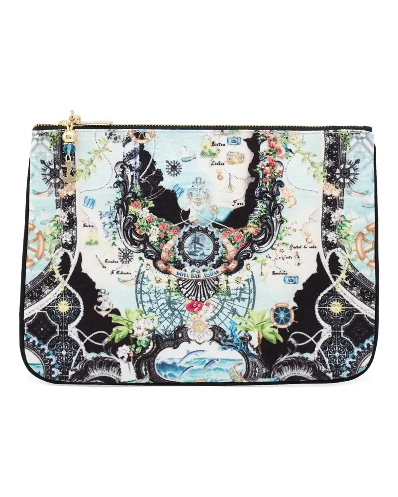 Camilla patterned anchor-charm clutch bag - Blau Blau