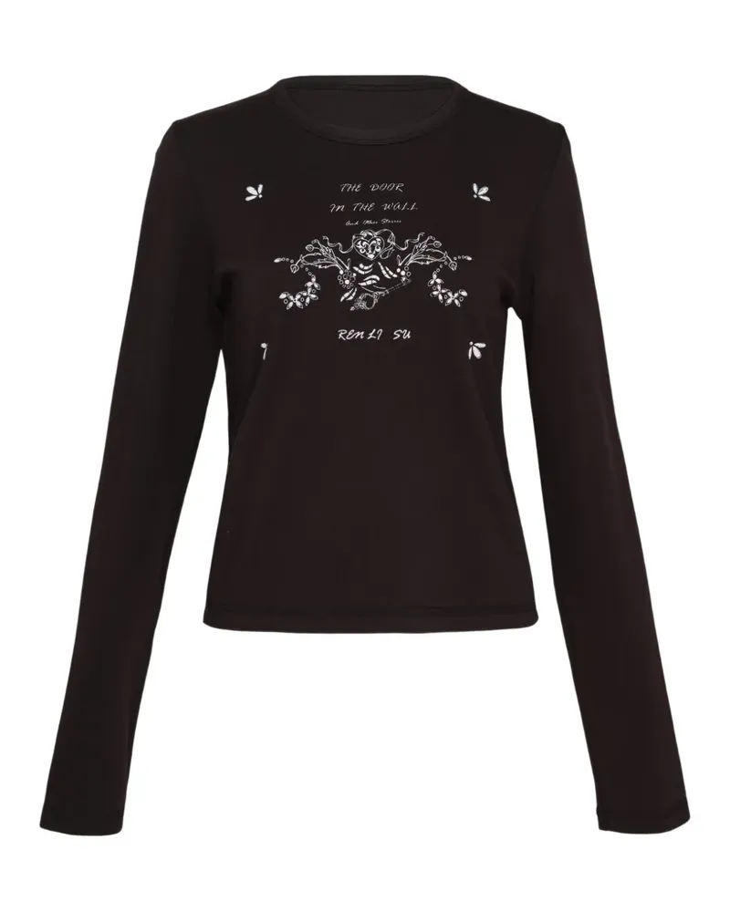 Renli Su graphic-print long-sleeve T-shirt - Schwarz Schwarz