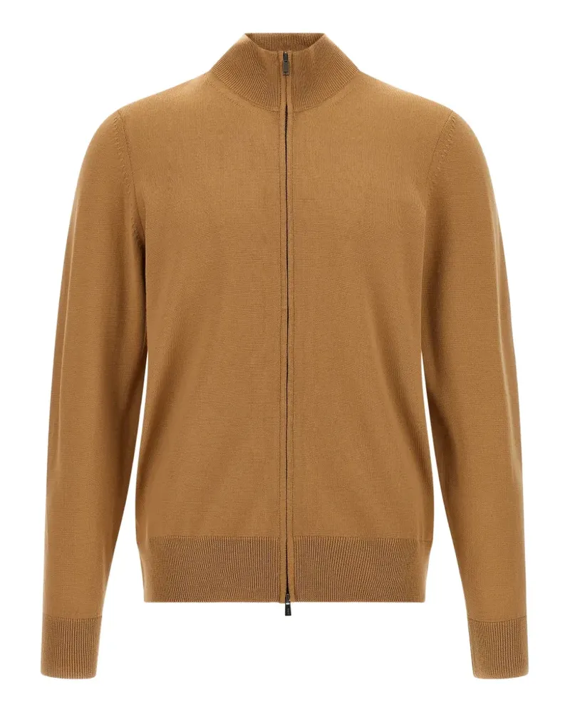 HUGO BOSS high-neck zip-up cardigan - Braun Braun