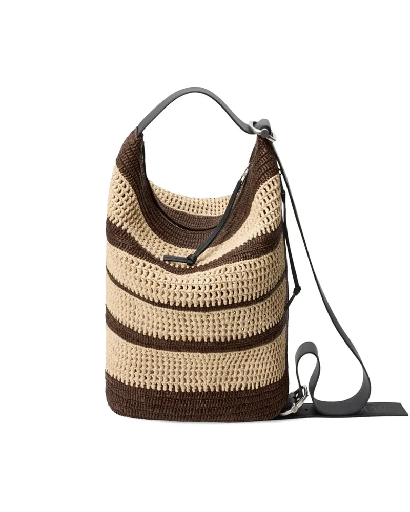 Loewe Loop striped interwoven shoulder bag - Braun Braun