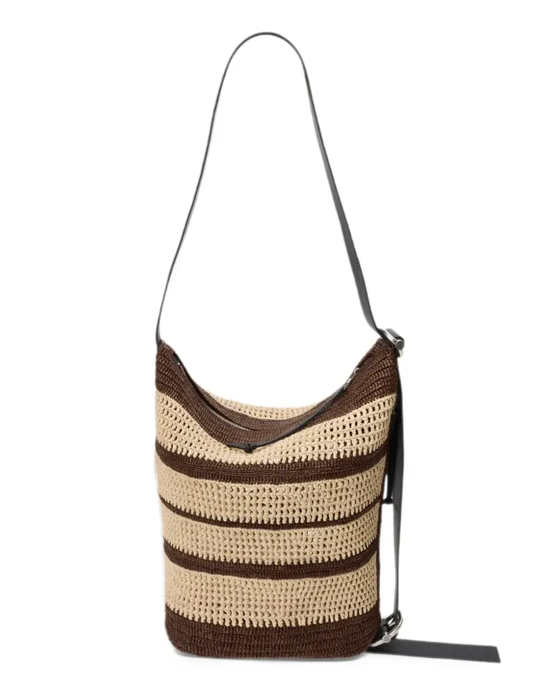 Loewe Gewebte Loop Schultertasche mit Streifen - Braun Braun