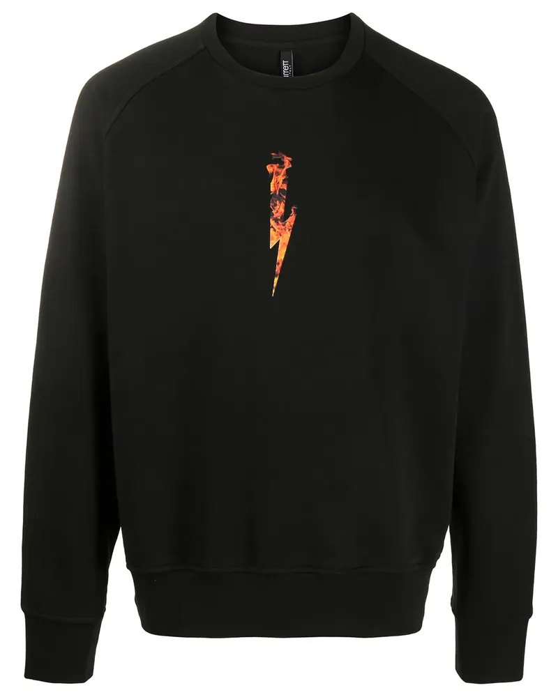Neil Barrett Sweatshirt mit Flammen-Print - Schwarz Schwarz