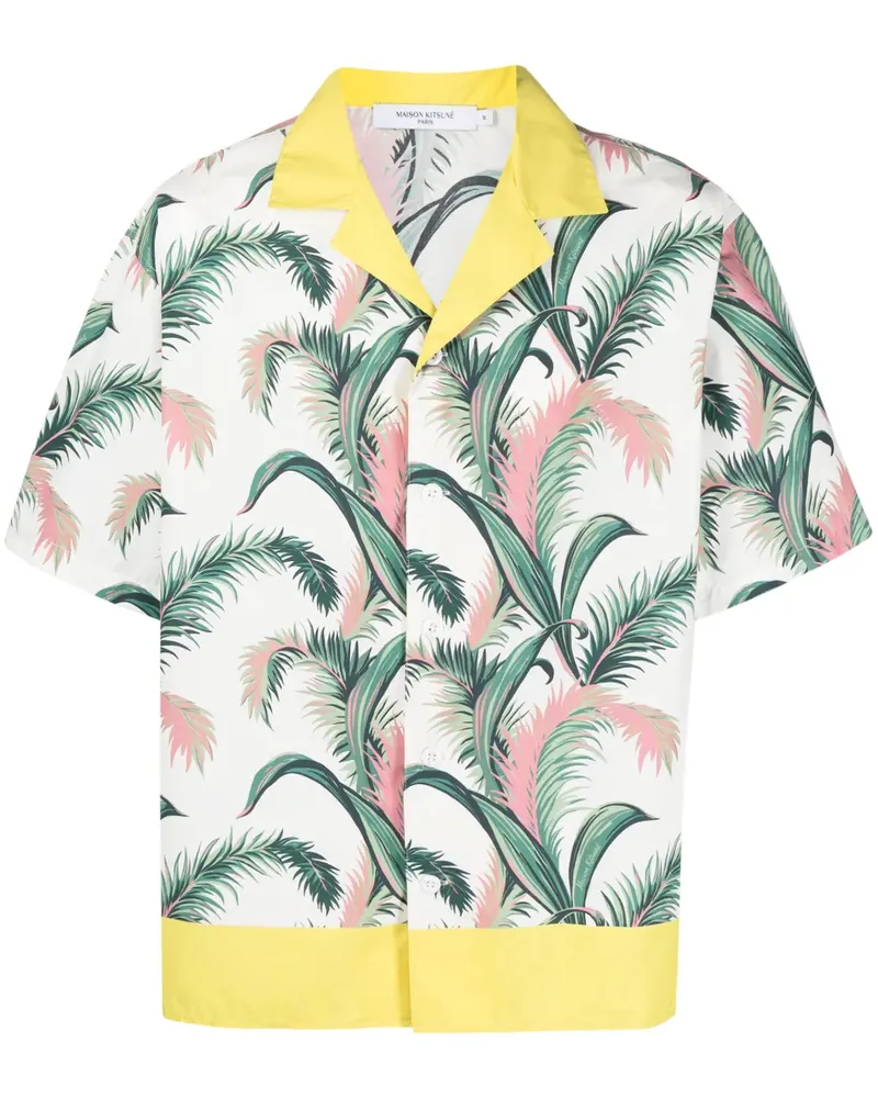 Kitsuné Hemd mit botanischem Print - Weiß Weiß