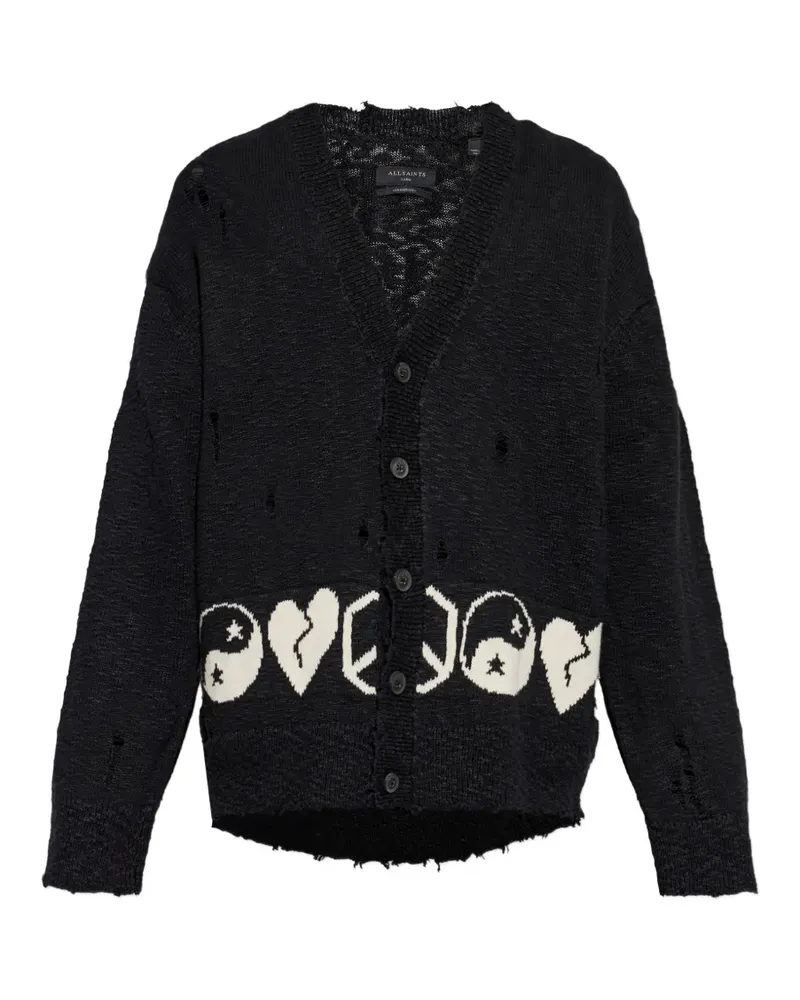 AllSaints Tabua Cardigan im Distressed-Look - Schwarz Schwarz