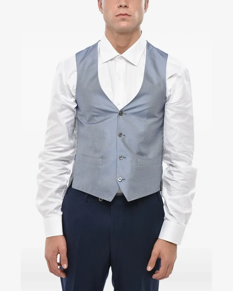 Corneliani geometric-pattern silk waistcoat - Blau Blau