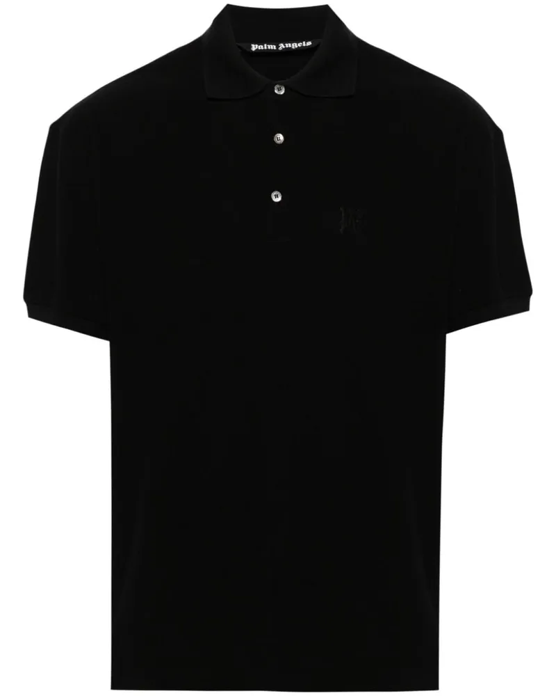 Palm Angels Poloshirt mit Logo-Stickerei - Schwarz Schwarz