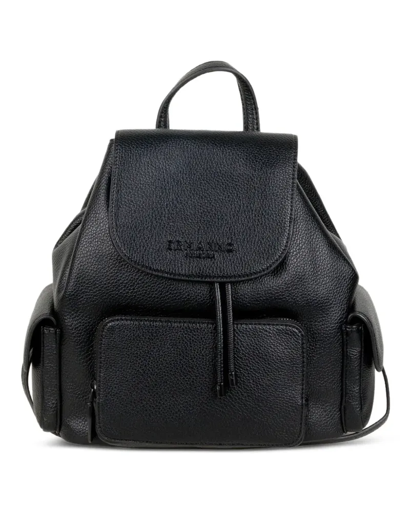 Ermanno Scervino Rucksack aus gekörntem Leder mit Überschlag - Schwarz Schwarz